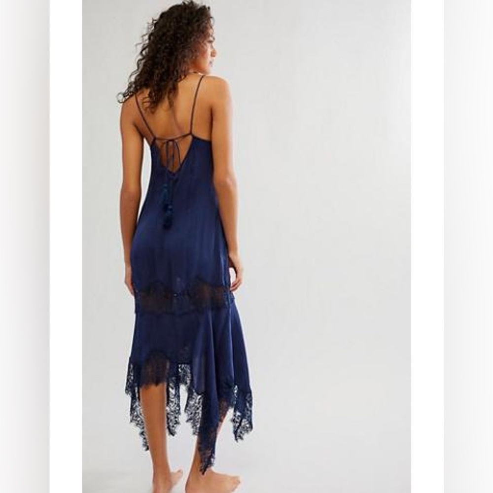 Free People Navy Blue Lace Maxi Dress - Picture 2 of 12